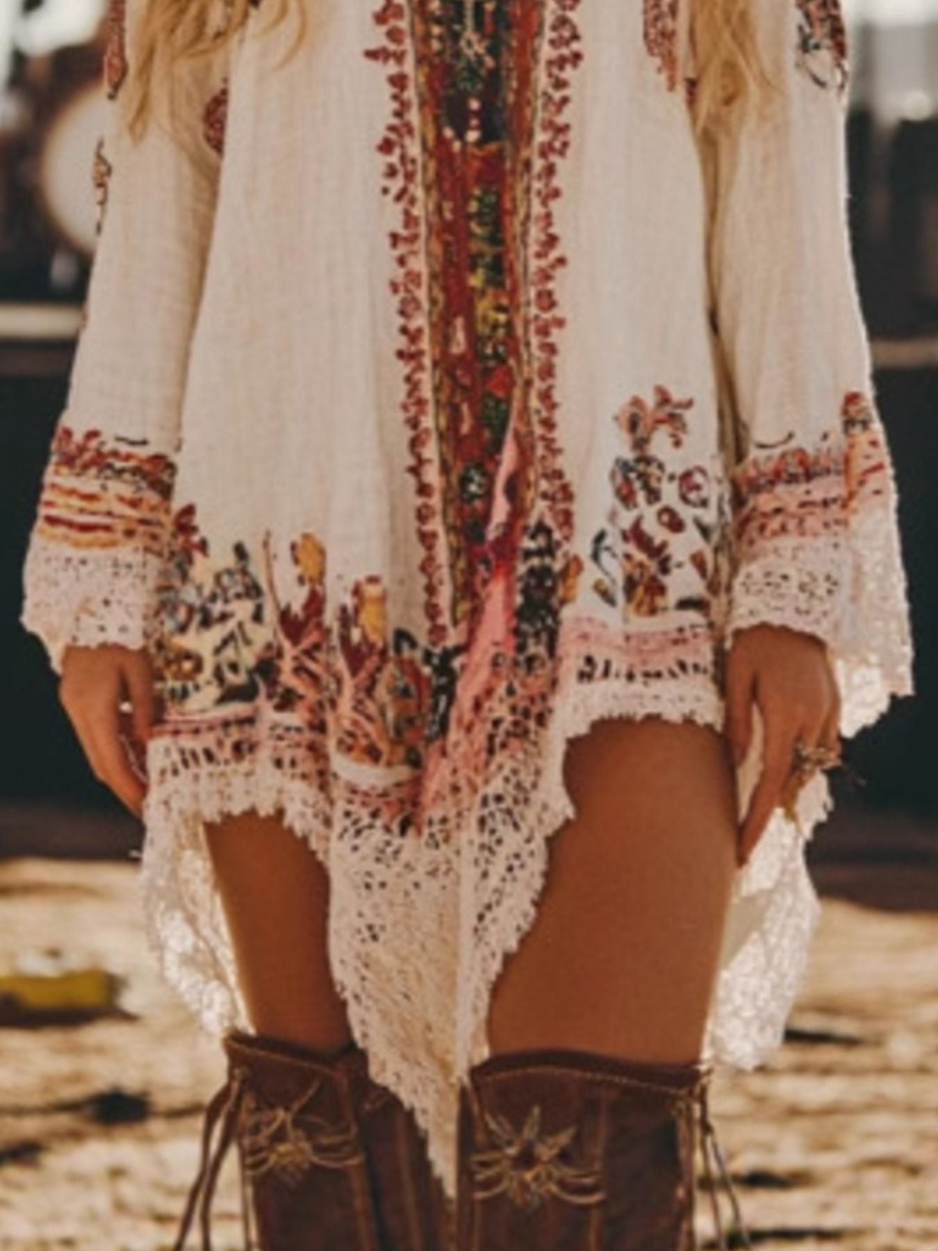 Hazel Blues® |  Lace Trim Long Sleeve Mini Dress