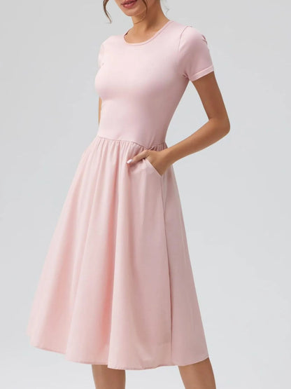 Hazel Blues® |  Round Neck Short Sleeve Dress