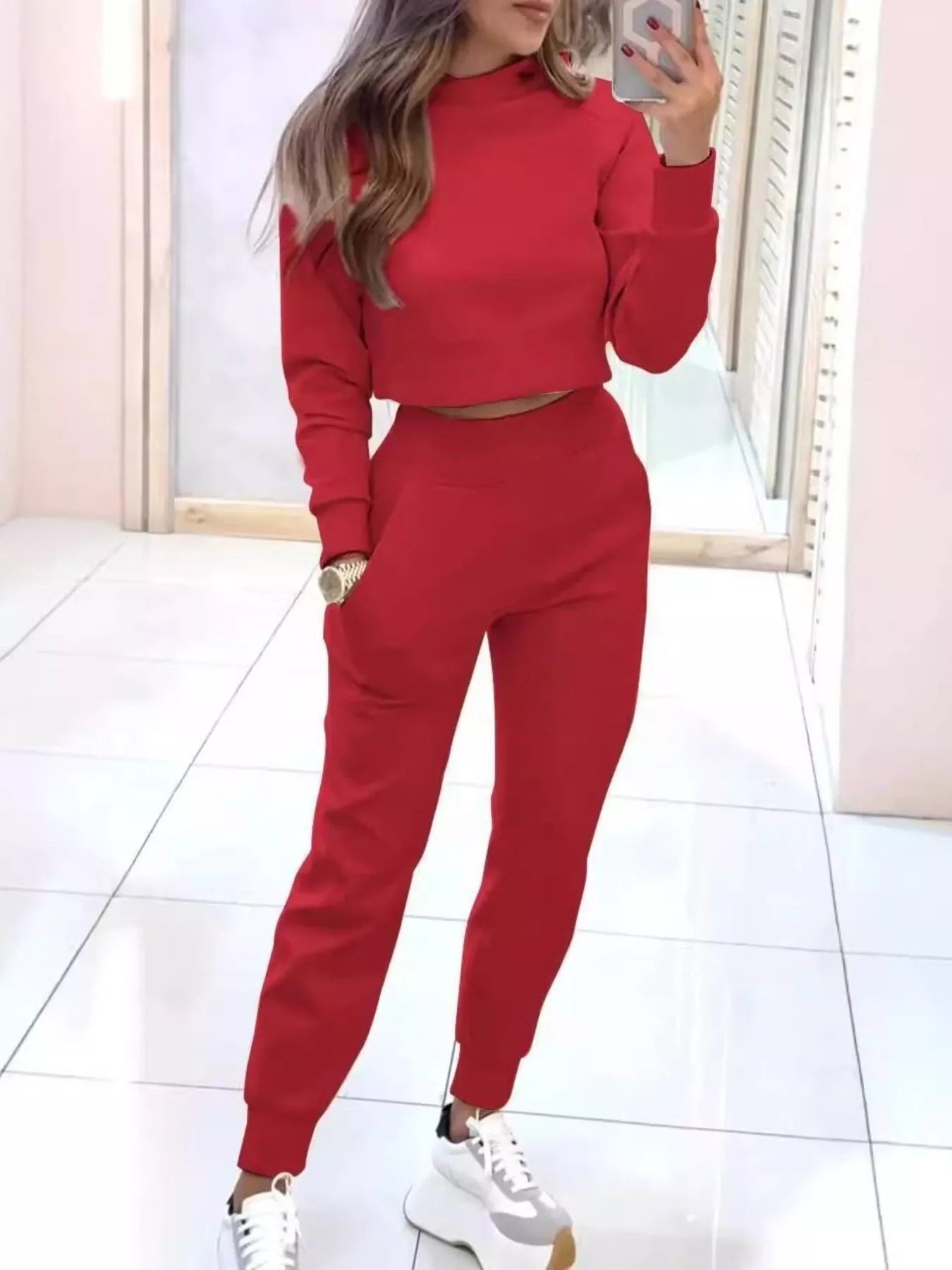 Hazel Blues® |  Casual Chic Cropped Sweatshirt and Jogger Set