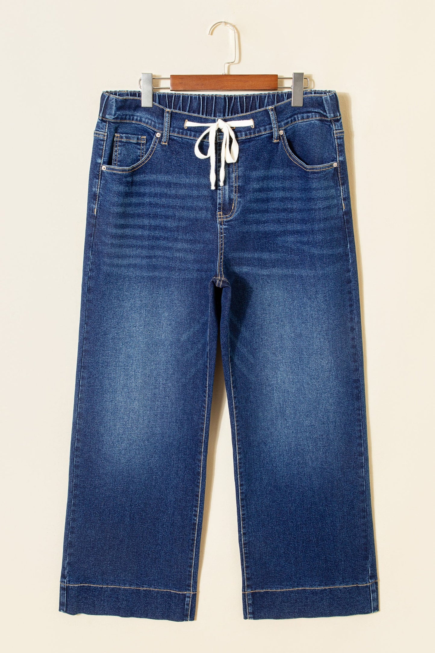 Hazel Blues® | Blue Acid Wash Contrast Lace-up Jeans