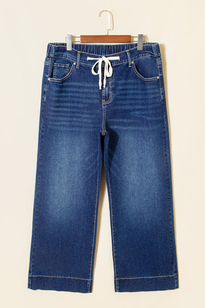 Hazel Blues® | Blue Acid Wash Contrast Lace-up Jeans
