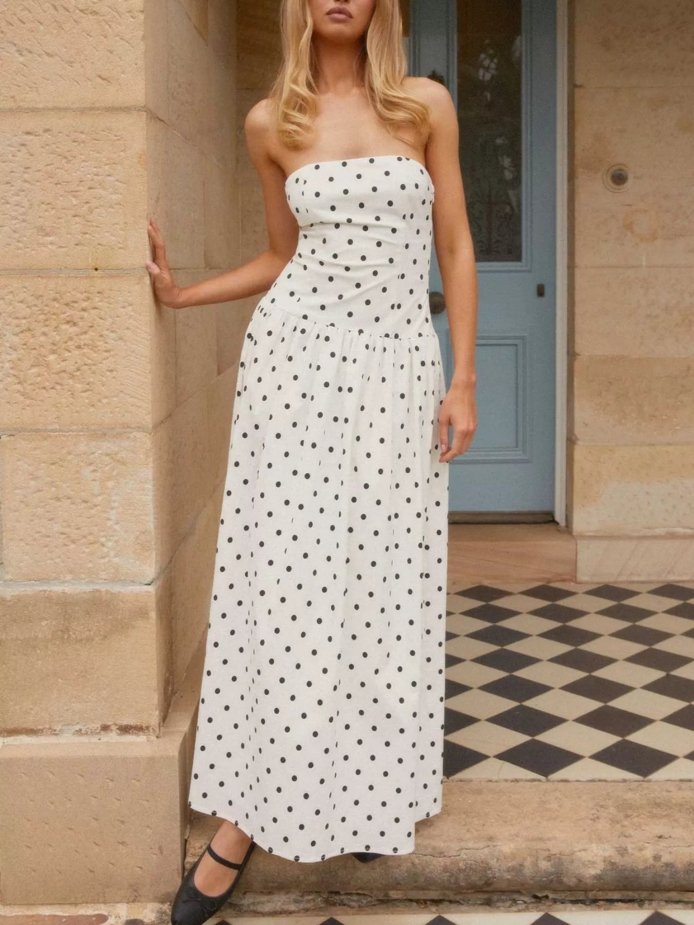 Hazel Blues® |  Ruched Printed Tube Maxi Dress