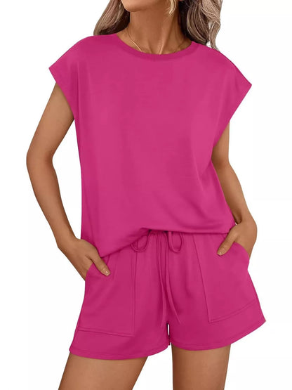 Hazel Blues® |  Casual Solid Color T-Shirt and Shorts Set