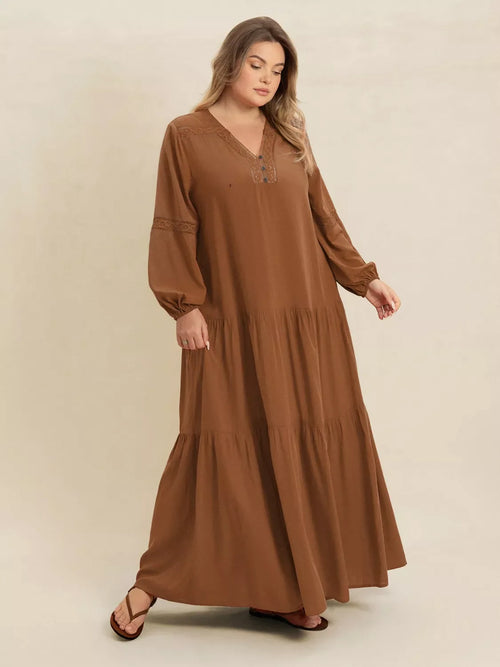 Hazel Blues® | Bohemian Tiered Maxi Dress with Balloon Sleeves