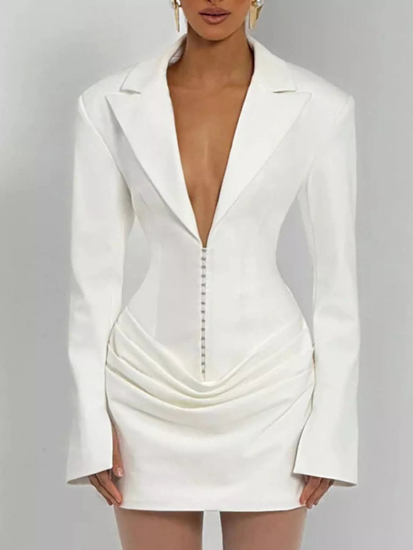 Hazel Blues® | Blazer-Style Long Sleeve Mini Dress