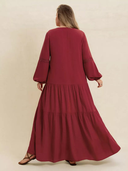 Hazel Blues® | Bohemian Tiered Maxi Dress with Balloon Sleeves