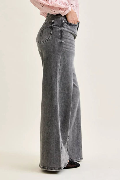 Hazel Blues® |  Judy Blue Mid Rise Palazzo Split Back Yoke
