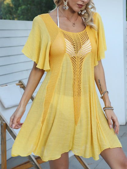 Hazel Blues® | Openwork Flutter Sleeve Cover-Up Dress