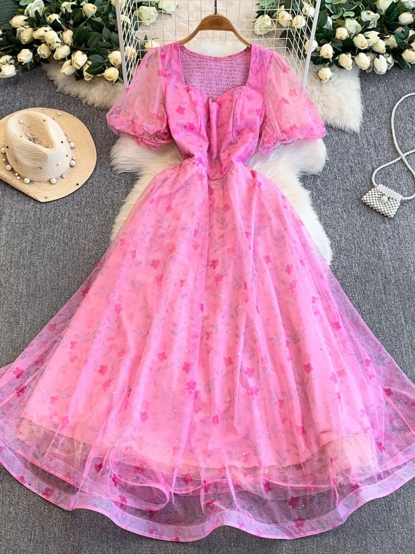 Hazel Blues® |  Sweetheart Neck Puff Sleeve Dress