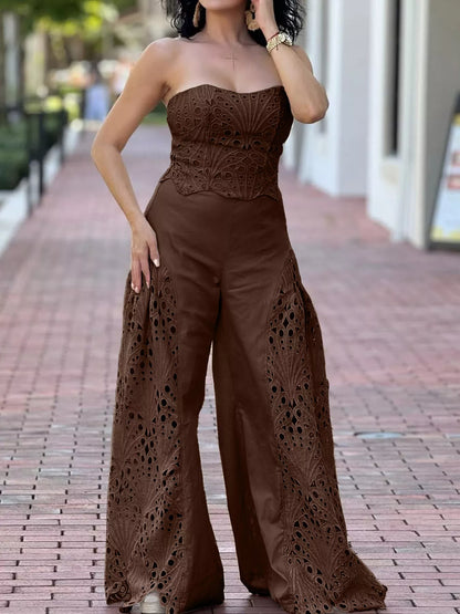 Hazel Blues® |  Hollow-Out Tube Top and Pants Two-Piece Set