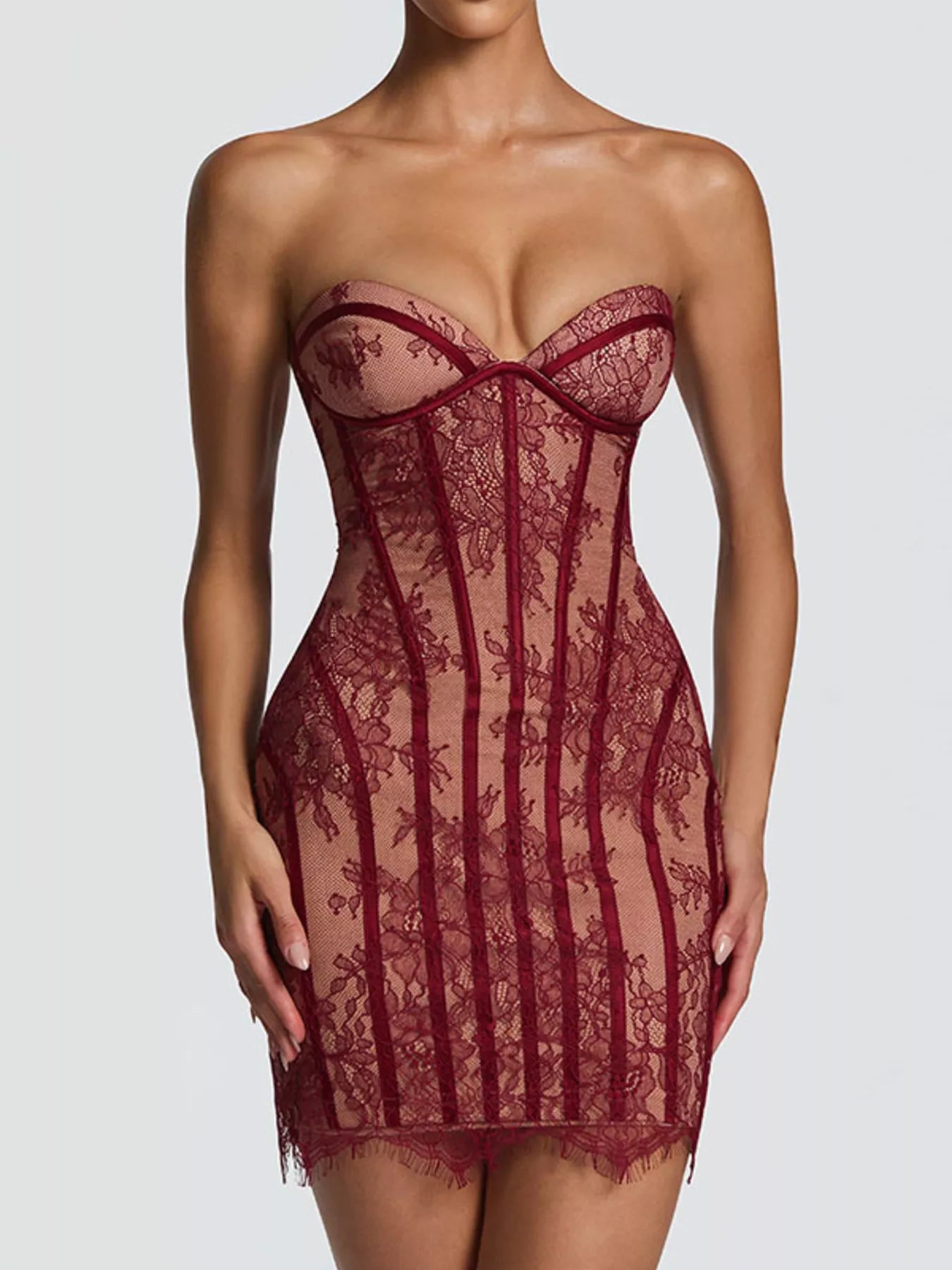 Hazel Blues® |  Lace Detail Tube Mini Dress