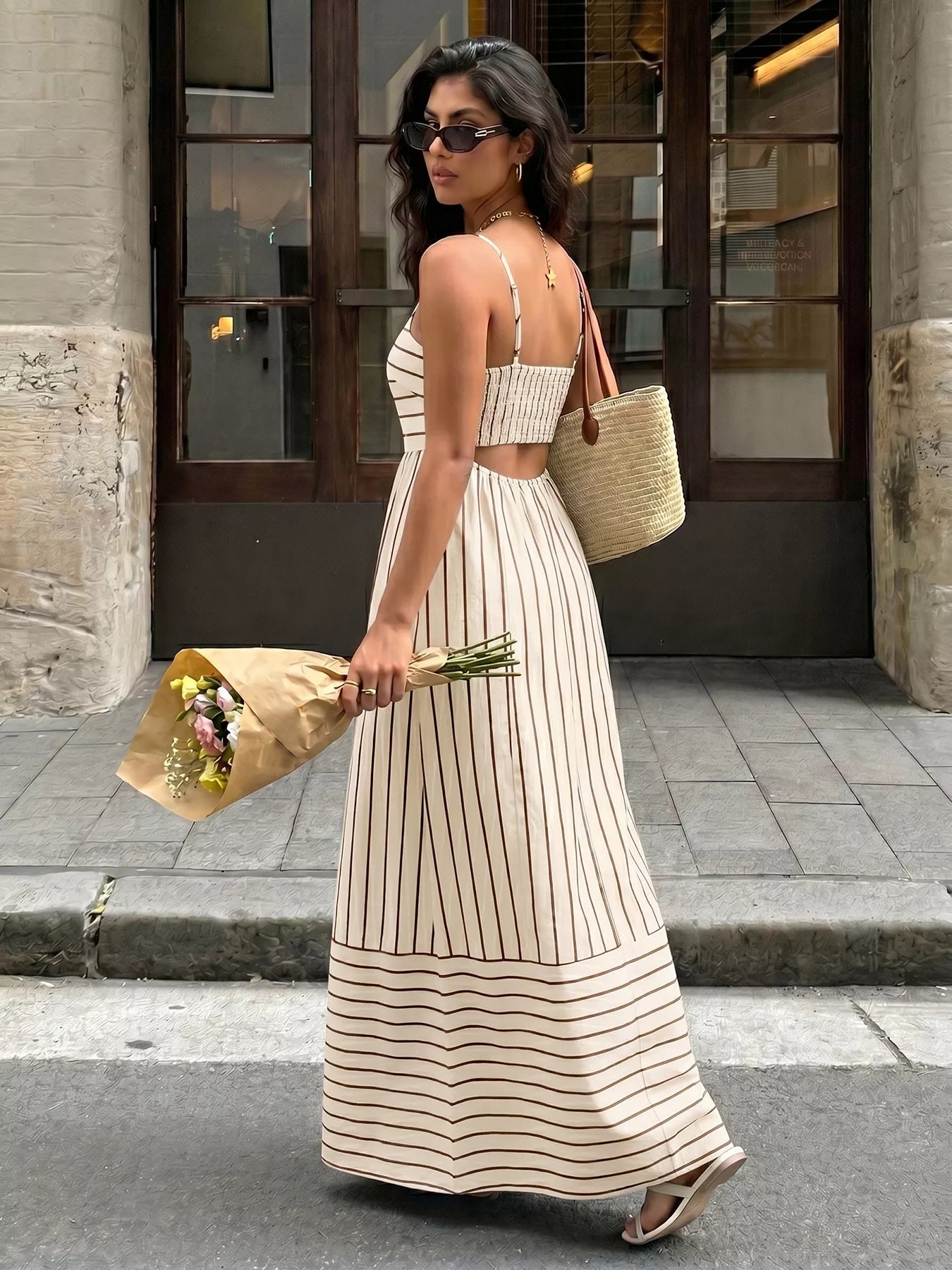 Hazel Blues® |  Striped Print Spaghetti Strap Maxi Dress