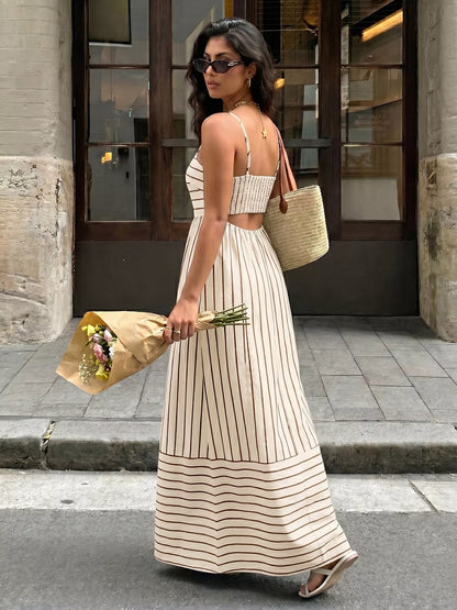 Hazel Blues® |  Striped Print Spaghetti Strap Maxi Dress