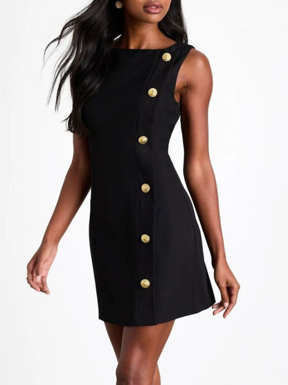 Hazel Blues® |  Button Decor Sleeveless Mini Dress