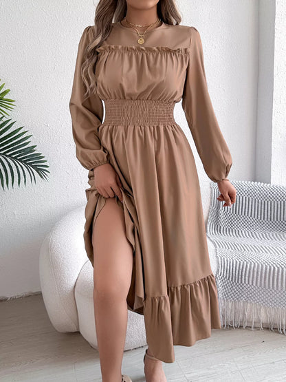 Hazel Blues® |  Round Neck Balloon Sleeve Tiered Dress
