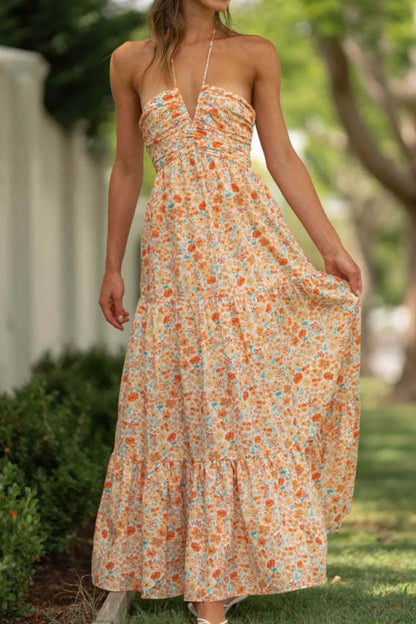 Hazel Blues® |  Tiered Halter Neck Printed Cami Dress