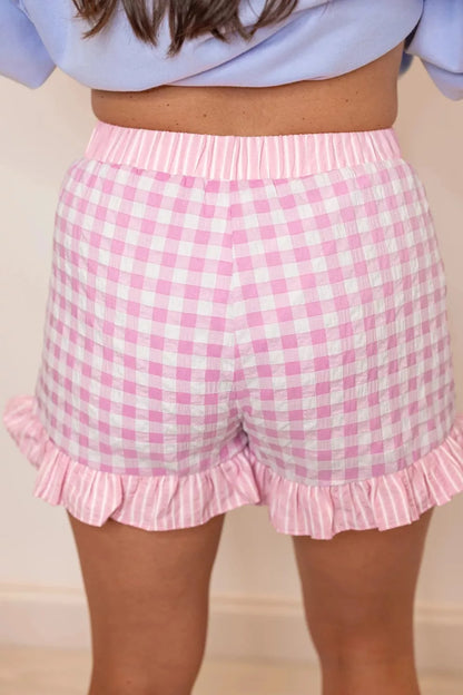 Hazel Blues® |  Gingham Ruffle Hem Shorts