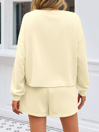 Hazel Blues® |  Pearl Embellished Round Neck Top and Skort Set