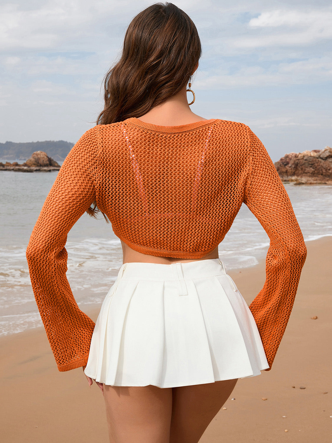 Hazel Blues® | Openwork Long Sleeve Cover-Up