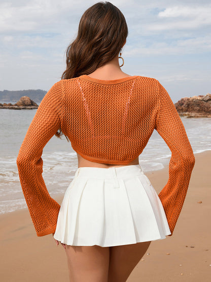 Hazel Blues® | Openwork Long Sleeve Cover-Up