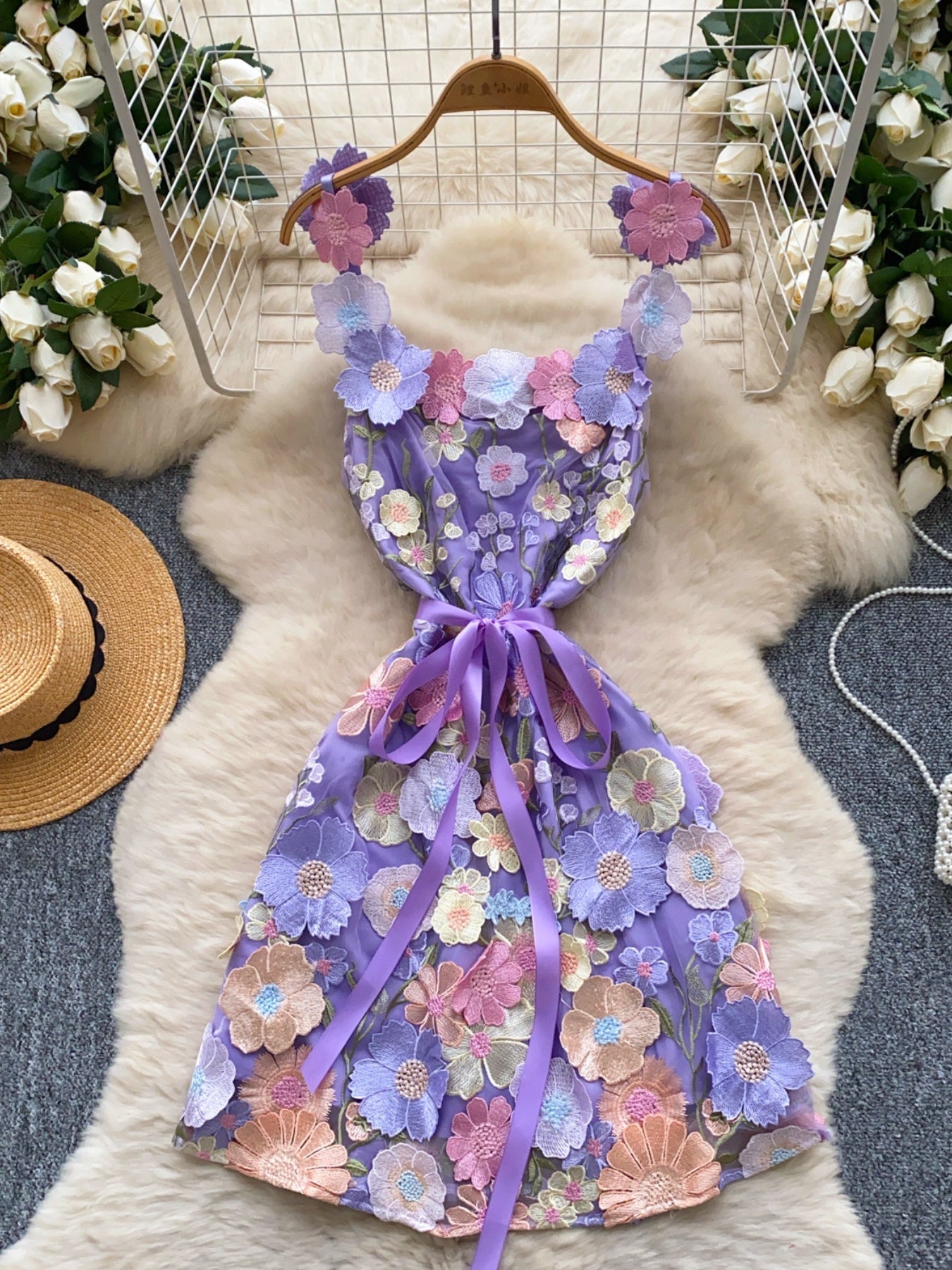 Hazel Blues® |  Floral Tie Waist Mini Dress