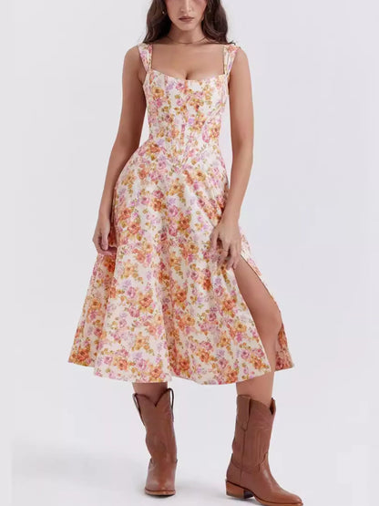 Hazel Blues® |  Floral Print Midi Dress with Slit