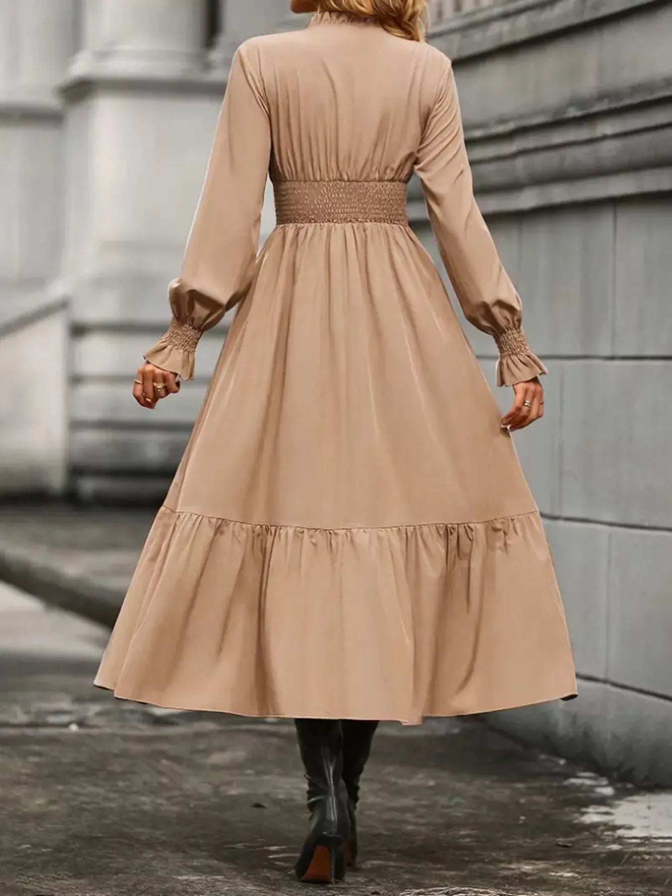 Hazel Blues® |  Surplice Long Sleeve Tiered Midi Dress