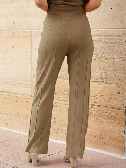 Hazel Blues® |  Casual Solid Color Cap Sleeve Top and Pants Knit Set