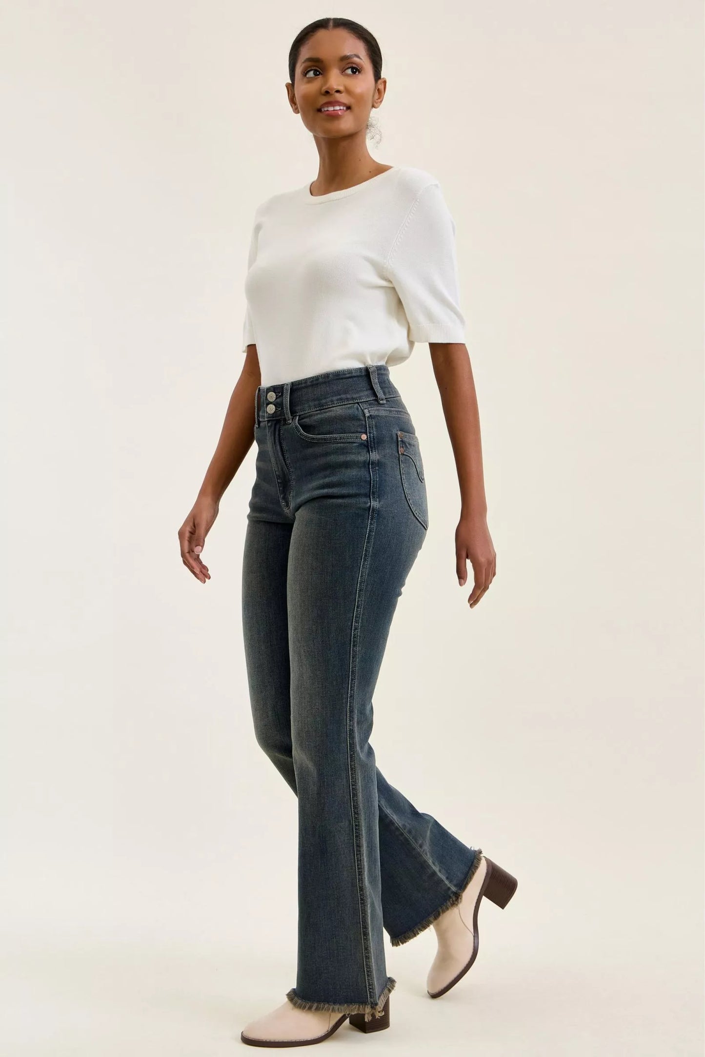 Hazel Blues® |  Judy Blue High Waist Double Button Frayed Hem Jeans