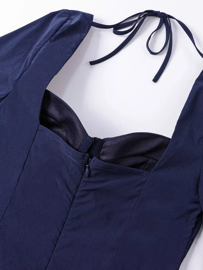 Hazel Blues® |  Sweetheart Neckline Long Sleeve A-Line Midi Dress