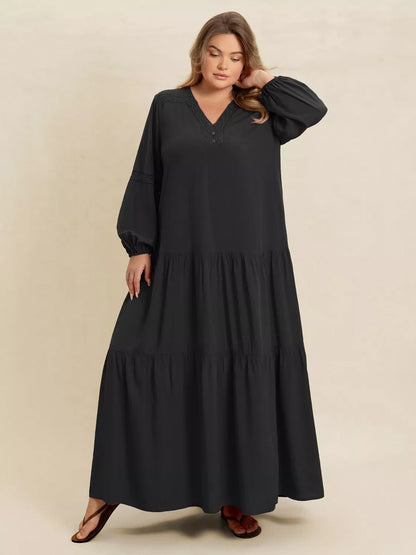 Hazel Blues® | Bohemian Tiered Maxi Dress with Balloon Sleeves