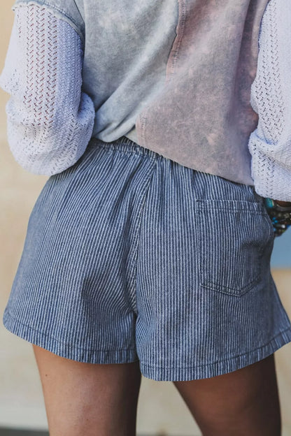Hazel Blues® |  Striped Drawstring Denim Shorts