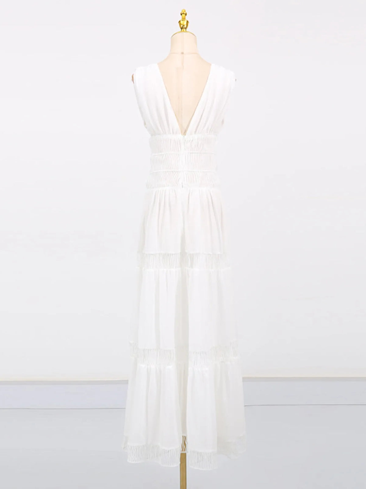 Hazel Blues® |  Tiered V-Neck Sleeveless Maxi Dress