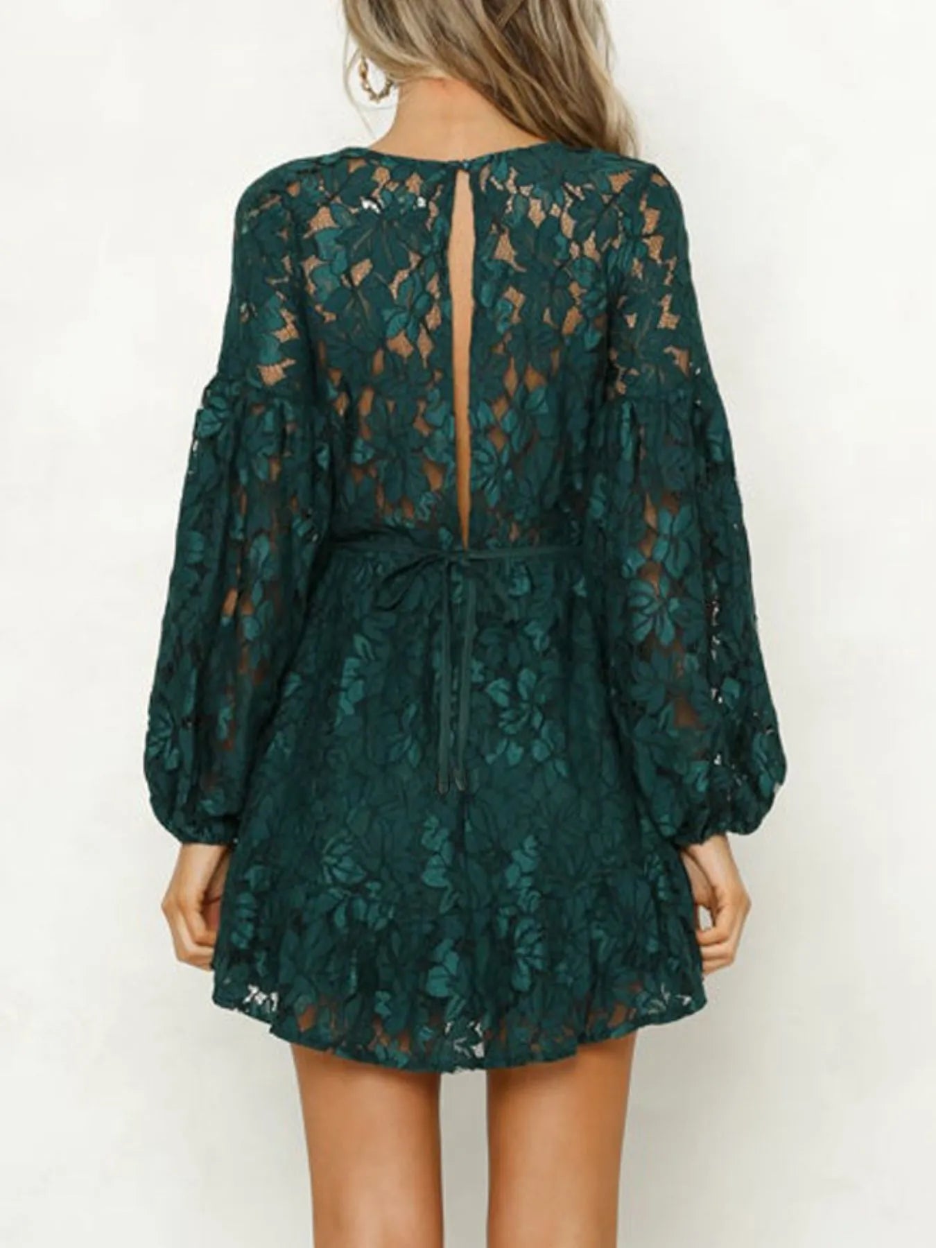 Hazel Blues® |  Lace V-Neck Long Sleeve Mini Dress
