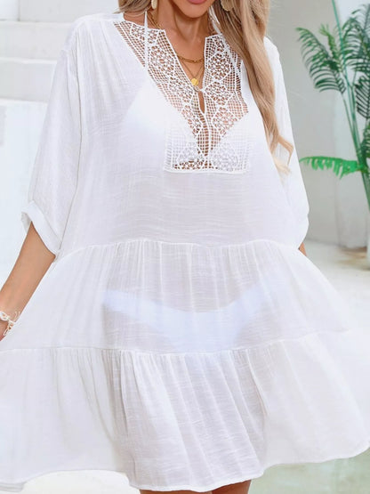 Hazel Blues® | Lace Trimmed Tiered Cover-Up Dress
