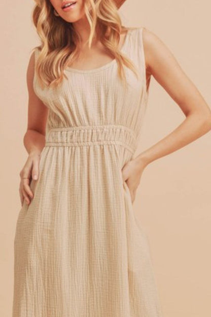 Hazel Blues® |  Aemi + Co Side Slit Round Neck Sleeveless Tank Dress