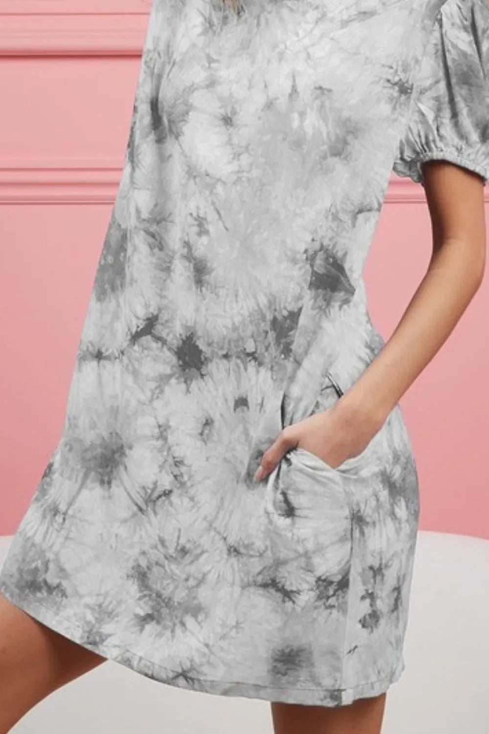 Hazel Blues® |  BiBi Puff Sleeve With Side Pockets Tie Dye Dress