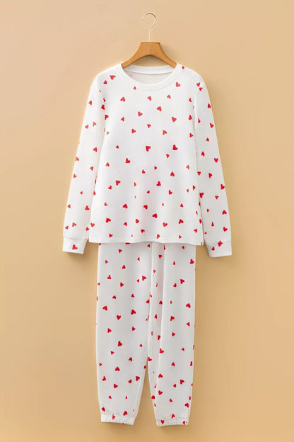 Hazel Blues® |  Hearts Printed Long Sleeve Top Drawstring Pants Lounge Set