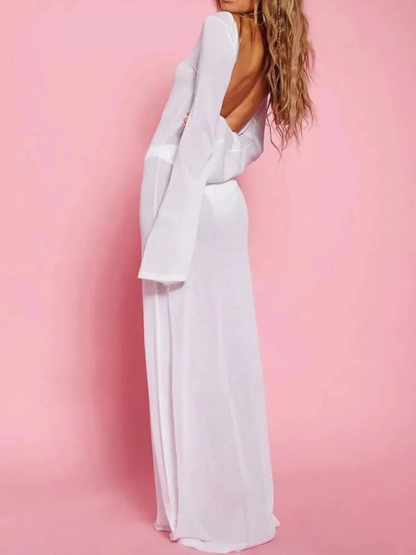 Hazel Blues® | Backless Long Sleeve Maxi Cover-Up