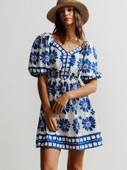 Hazel Blues® |  Floral Print Puff Sleeve Mini Dress