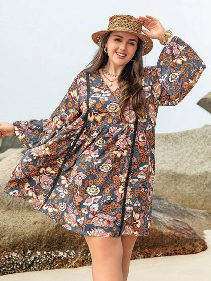 Hazel Blues® | Floral Print Long Sleeve Mini Dress