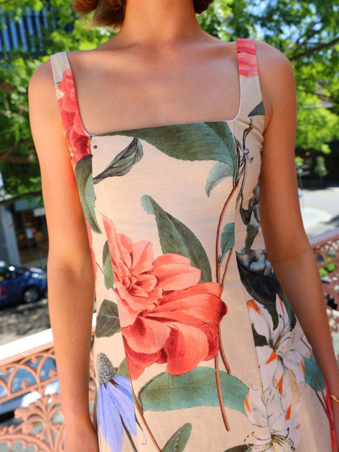 Hazel Blues® |  Printed Square Neck Maxi Dress