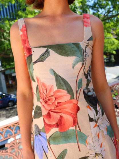 Hazel Blues® |  Printed Square Neck Maxi Dress