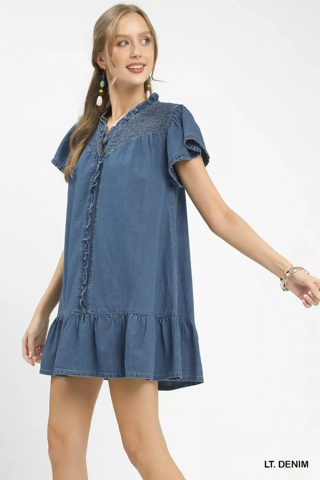 Hazel Blues® |  Umgee Ruffled Washed Denim Dress