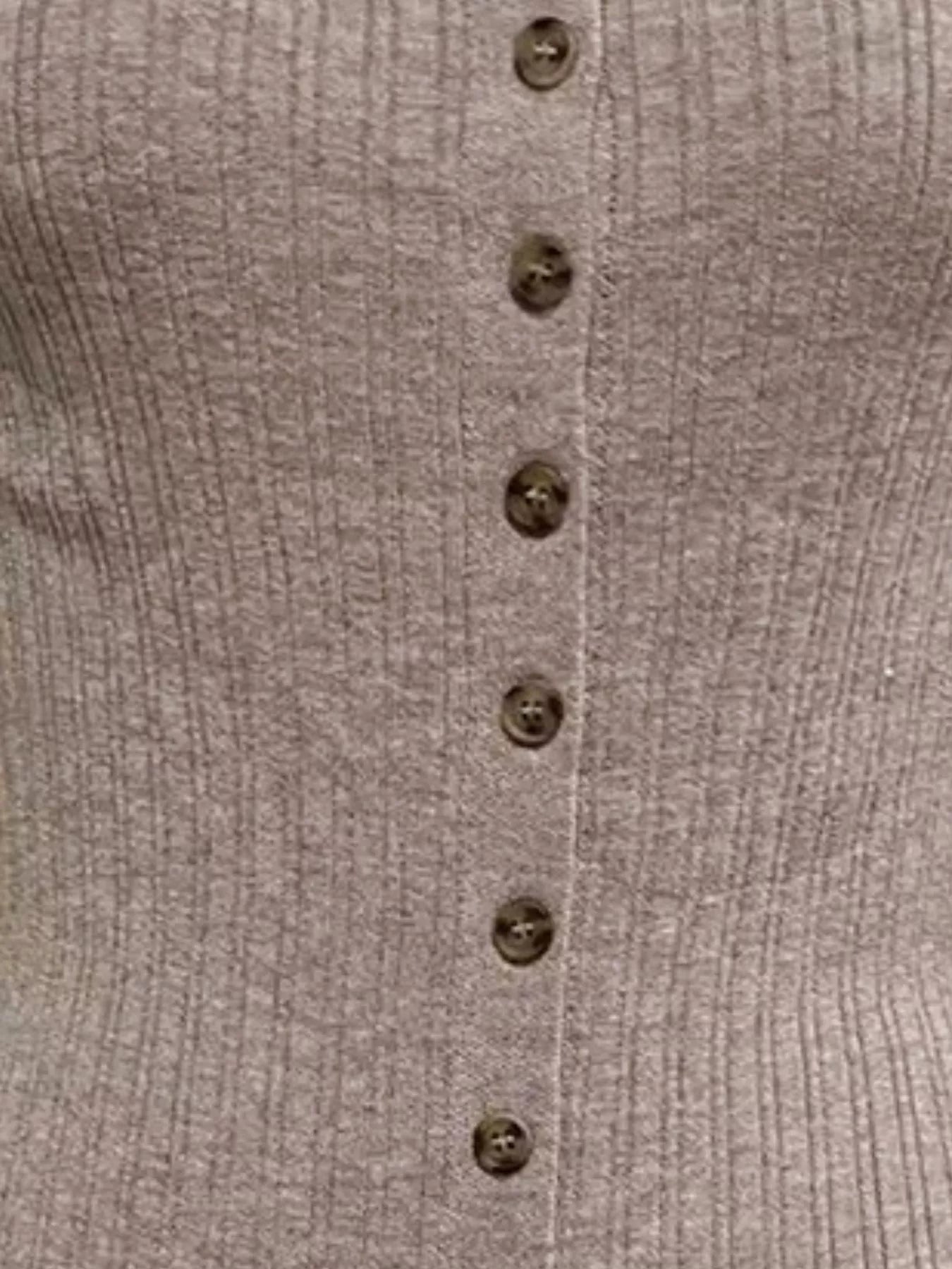 Hazel Blues® |  Ribbed Button-Front Bodycon Sweater Dress