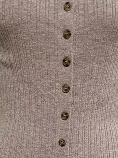 Hazel Blues® |  Ribbed Button-Front Bodycon Sweater Dress