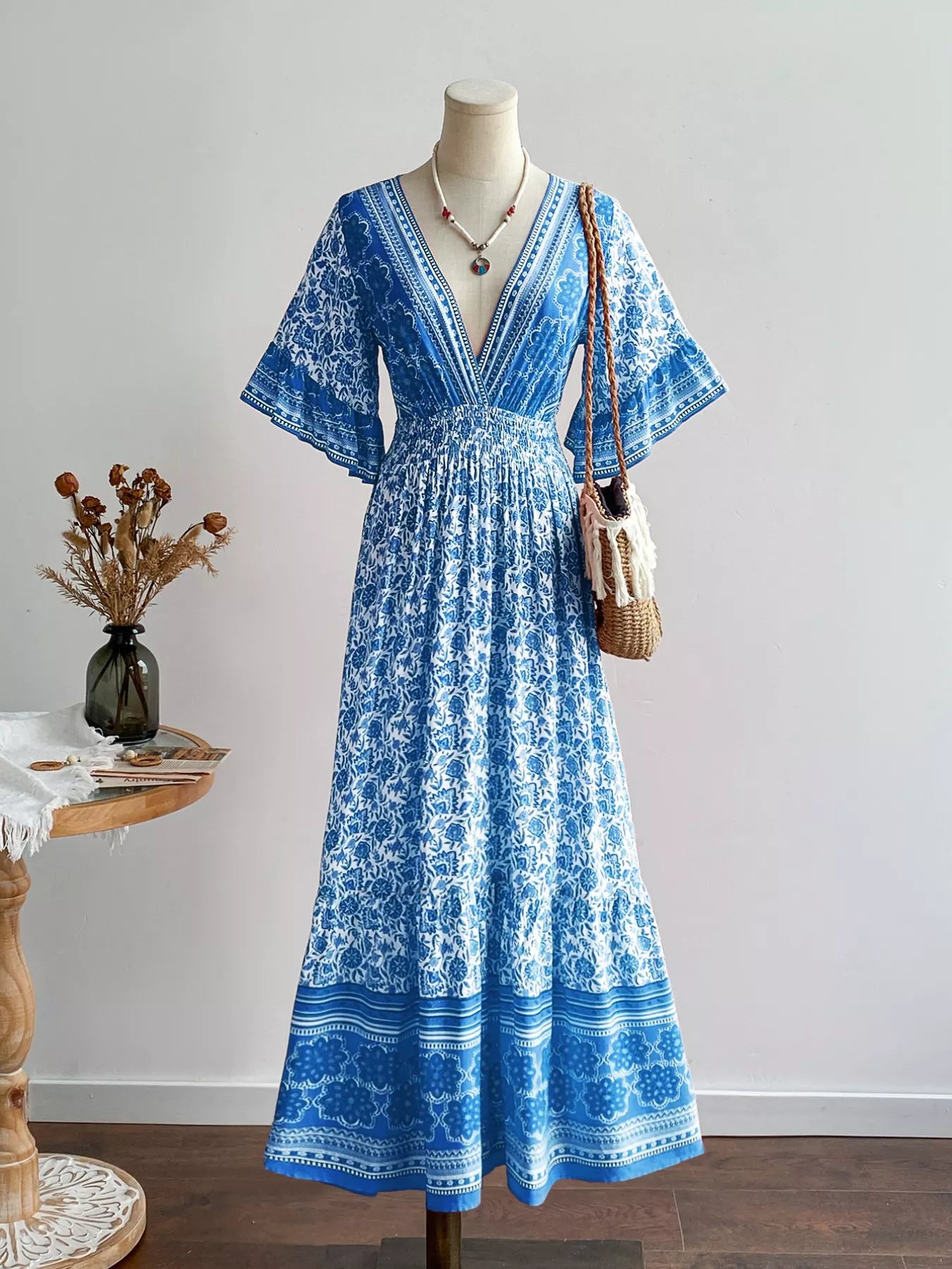 Hazel Blues® |  Floral Print Flounce Sleeve Dress