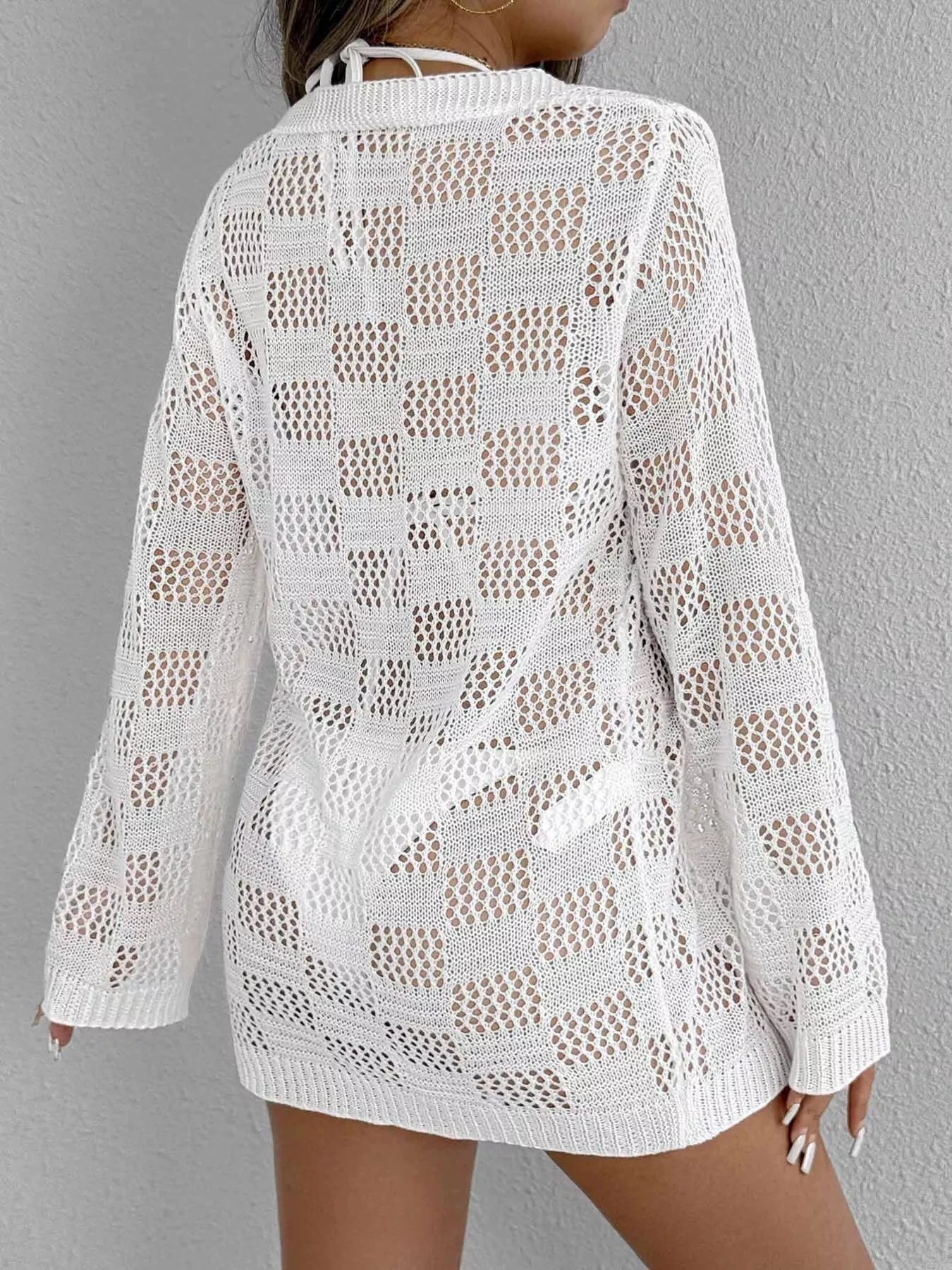 Hazel Blues® | Crochet Knit Tie Front Cover-Up
