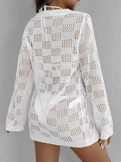 Hazel Blues® | Crochet Knit Tie Front Cover-Up