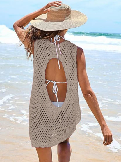 Hazel Blues® | Color Block Openwork Sleeveless Cutout Back Cover-Up